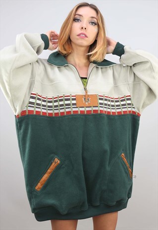 VINTAGE 90S OVERSIZED 1/4 ZIP FESTIVAL FLEECE