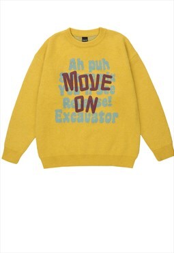 Move on sweater knitted heart breaker jumper in yellow