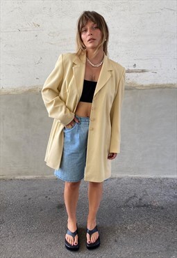 vintage 90s longline blazer in buttermilk
