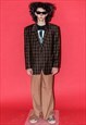 90'S VINTAGE FUNKY OVERSIZED CHECKERED BLAZER IN GREEN/NAVY
