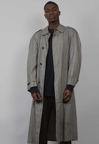 VINTAGE OVERSIZED AQUASCUTUM GREY CHECK TRENCH COAT