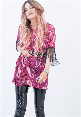 VOODOO CHILD FRINGED T-SHIRT DRESS