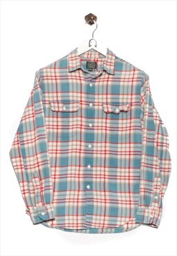 Vintge  J. Crew Flannel Shirt Checkered Pattern Blue/Checker