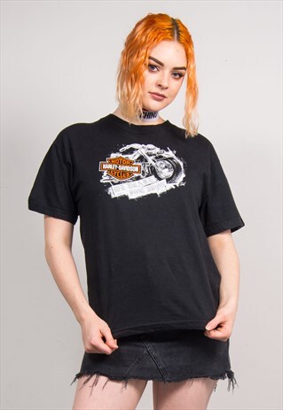 HARLEY-DAVIDSON VINTAGE 90'S BLACK MOTORCYCLE PRINT T-SHIRT