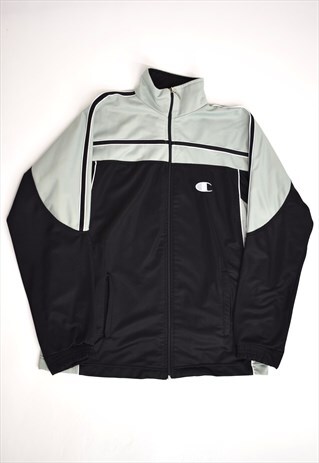 VINTAGE 90S CHAMPION MINT GREY BLACK SPORTS JACKET