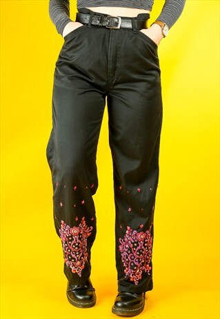 VINTAGE SEQUIN PINK & BLACK JEWEL TROUSERS