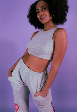 THE GREY RIBBED CROPPED VEST