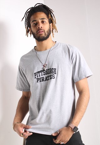 VINTAGE PITTSBURGH PIRATES EMBROIDERED T-SHIRT GREY