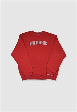 Vintage 90s Nike Embroidered Spellout Logo Sweatshirt in Red