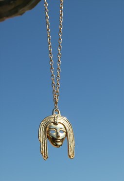 Deadstock gold plated Cleopatra chain pandant necklace