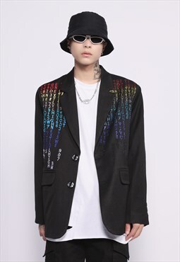 Rainbow blazer embellished Pride jacket Gay bomber in black
