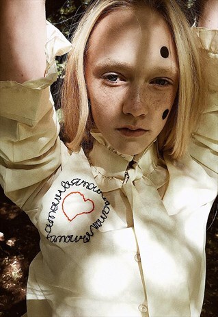 HAND EMBROIDERED VINTAGE BEIGE BLOUSE