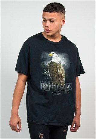 90'S VINTAGE T-SHIRT EAGLE BIKER STYLE PRINT