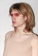 Y2K 2020 VISION RIMLESS SQUARE SUNGLASSES IN GOLD & PINK