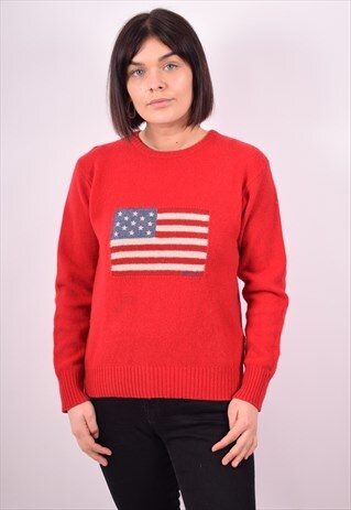 POLO RALPH LAUREN WOMENS VINTAGE JUMPER SWEATER MEDIUM RED 9