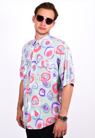 VINTAGE 90S COLOURFUL SHORT SLEEVE SHIRT