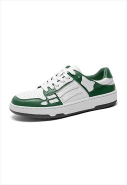 Bone patch sneakers skeleton trainers in white green