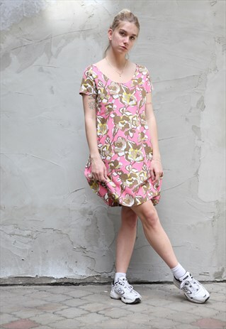 VINTAGE 90'S ABSTRACT PATTERN MIDI DRESS