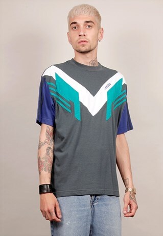 VINTAGE 90'S ADIDAS MULTI-COLOURED PATTERNED T-SHIRT