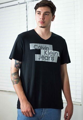 VINTAGE CK CALVIN KLEIN T-SHIRT LOGO 90S XL 5.8