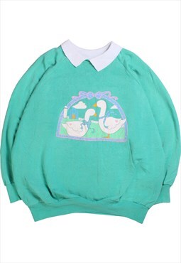 Vintage  Gildan Sweatshirt Goose Crewneck Turquoise Blue