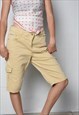 VINTAGE 90S ANISTA SOLID CARGO MID RISE SHORTS BEIGE