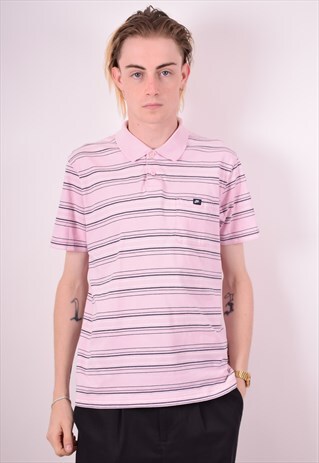NIKE MENS VINTAGE POLO SHIRT XL PINK STRIPES 90S