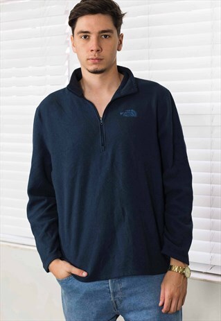 VINTAGE THE NORTH FACE 1/4 ZIP FLEECE JUMPER LOGO 90S L 8.0