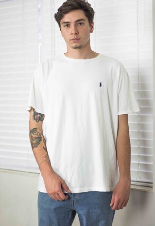 VINTAGE POLO RALPH LAUREN T-SHIRT LOGO 90S L 6.8
