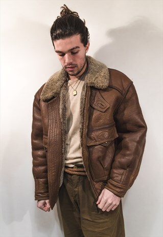 VINTAGE SHEEPSKIN BOMBER PURE SHEARLING COAT COD. 12-64