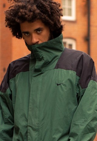 VINTAGE NIKE PARKA JACKET IN A TWO TONE GREEN AND BLACK