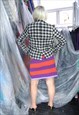 VINTAGE 90'S SHORT CHECKERED GLAM PARTY SUIT BLAZER JACKET 