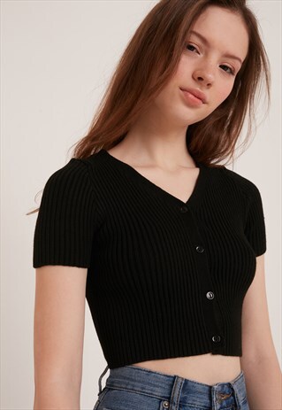 RIBBED T-SHIRT - BLACK