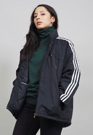 VINTAGE 90'S BLACK OVERSIZED ADIDAS PUFFER JACKET