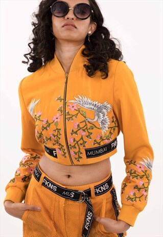 FKNS YELLOW CROP BOMBER JACKET