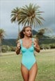 SWIMSUIT WITH GATHERED STRAPS IN AQUA