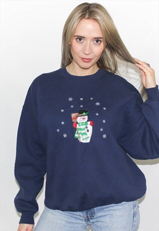 VINTAGE 90'S EMBROIDERED SNOWMAN CHRISTMAS SWEATSHIRT