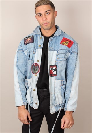 VINTAGE UNIQUE REWORKED SLAYER PATCH DENIM JACKET ASM1952