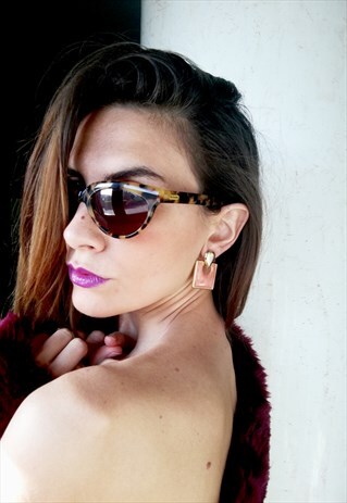 VINTAGE 80S PINK AND GOLD EARRINGS