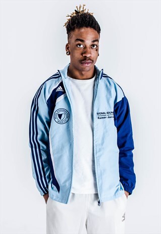 VINTAGE 90S ADIDAS TRACK TOP IN BABY BLUE