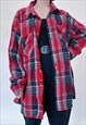 90S VINTAGE RED TARTAN CHECKED FLANNEL SHIRT