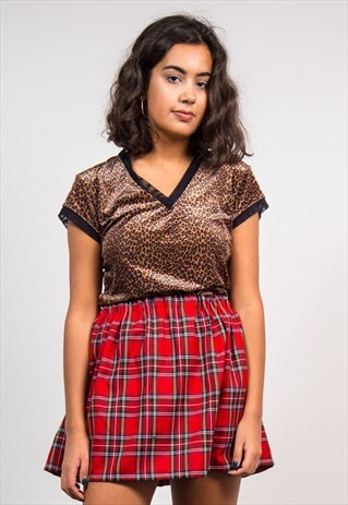 VINTAGE 90'S LEOPARD PRINT VELVET TOP