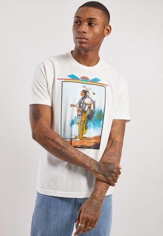VINTAGE RED INDIAN PRINT T-SHIRT