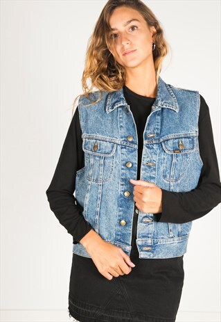 VINTAGE 80S LEE DENIM WAISTCOAT / R132