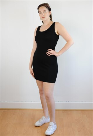 WOMENS VINTAGE 80S 90S FENDI DRESS STRETCHY BLACK BODYCON