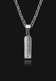 Fearless Engraved Silver Rectangular Pendant Necklace