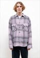 VINTAGE 80S CASUAL LAVENDER CHEKERED BUTTON UP FLANNEL SHIRT