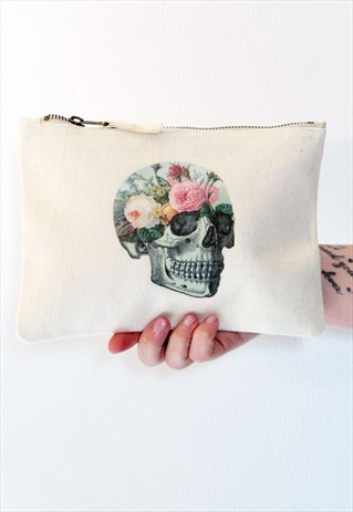 GARDEN FLORAL SKULL LARGE ACCESSORY BAG