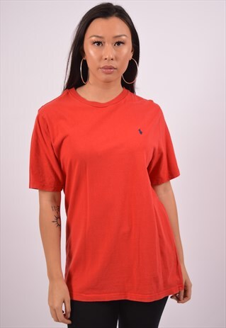 VINTAGE POLO RALPH LAUREN T-SHIRT TOP RED