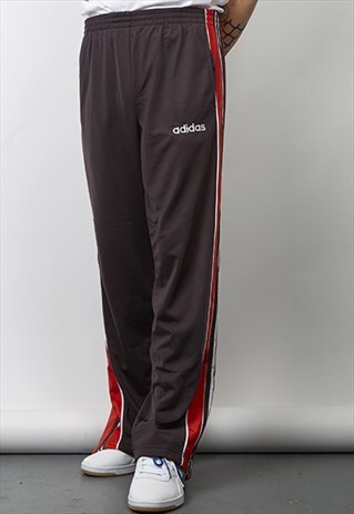 VINTAGE 80'S ADIDAS RED / DARK GREY POPPER JOGGERS
